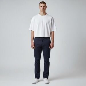 Perk Pants Mens 32x28 Navy Blue Slim Fit 5 Pocket Chinos Stretch Casual